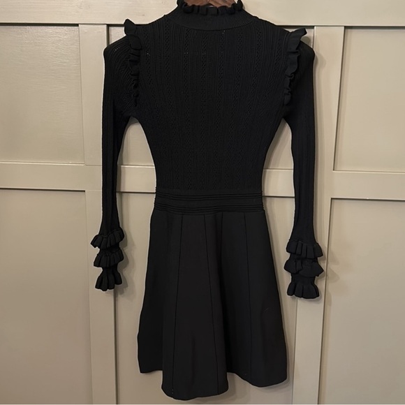 Zara Black Ruffle Knit Sweater Dress S - Picture 6 of 6